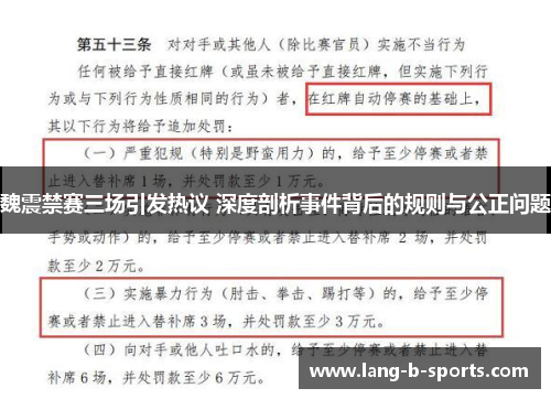 魏震禁赛三场引发热议 深度剖析事件背后的规则与公正问题 魏震禁赛三场引发热议 深度剖析事件背后的规则与公正问题